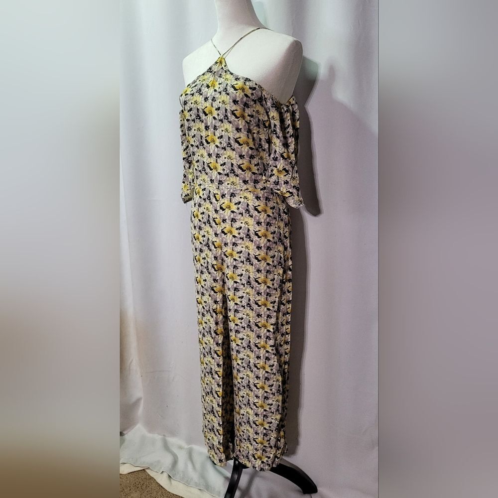 Topshop Women's Halter Floral Print Cold Shoulder Wide Leg Jumpsuit Size 6 EUC - Picture 6 of 12